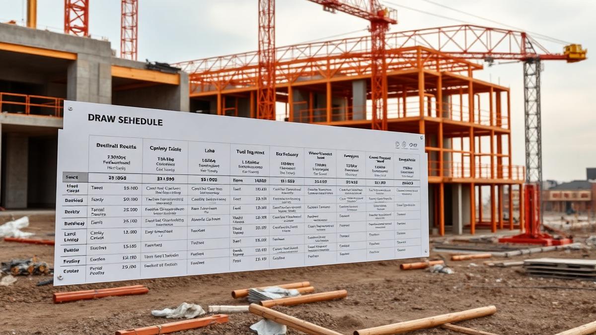 Construction loan draw schedule process showing milestone-based fund disbursements