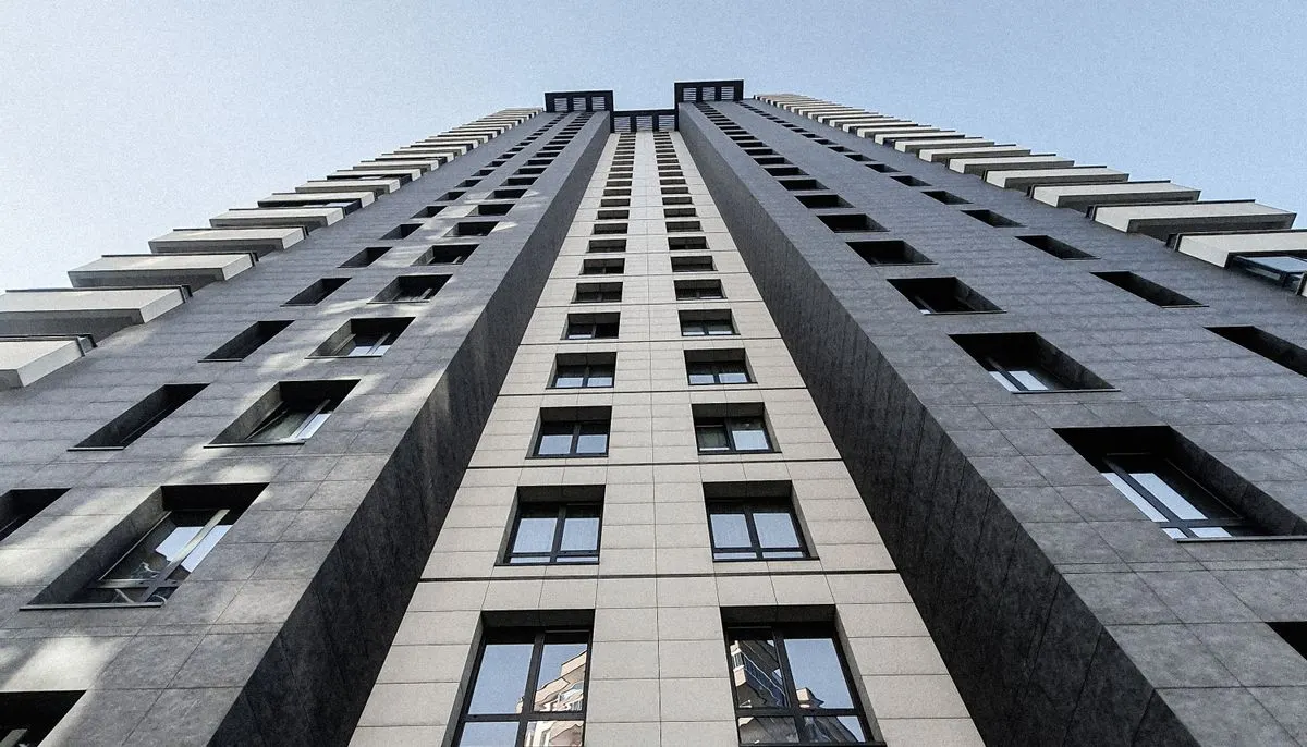 Modern office building seen from ground