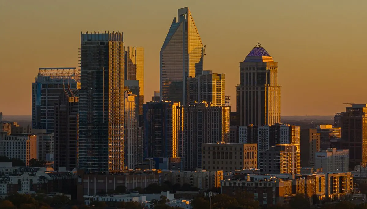 Skyscrapers at charlotte downtown at dusk
