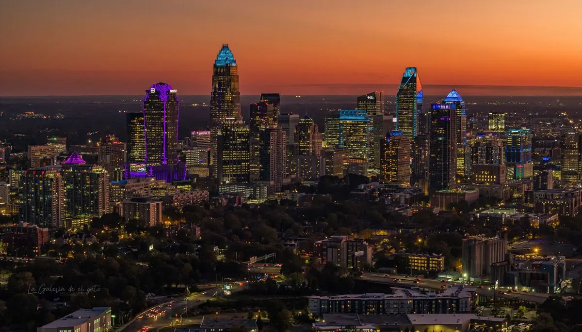 Illuminated skyscrapers in charlotte usa