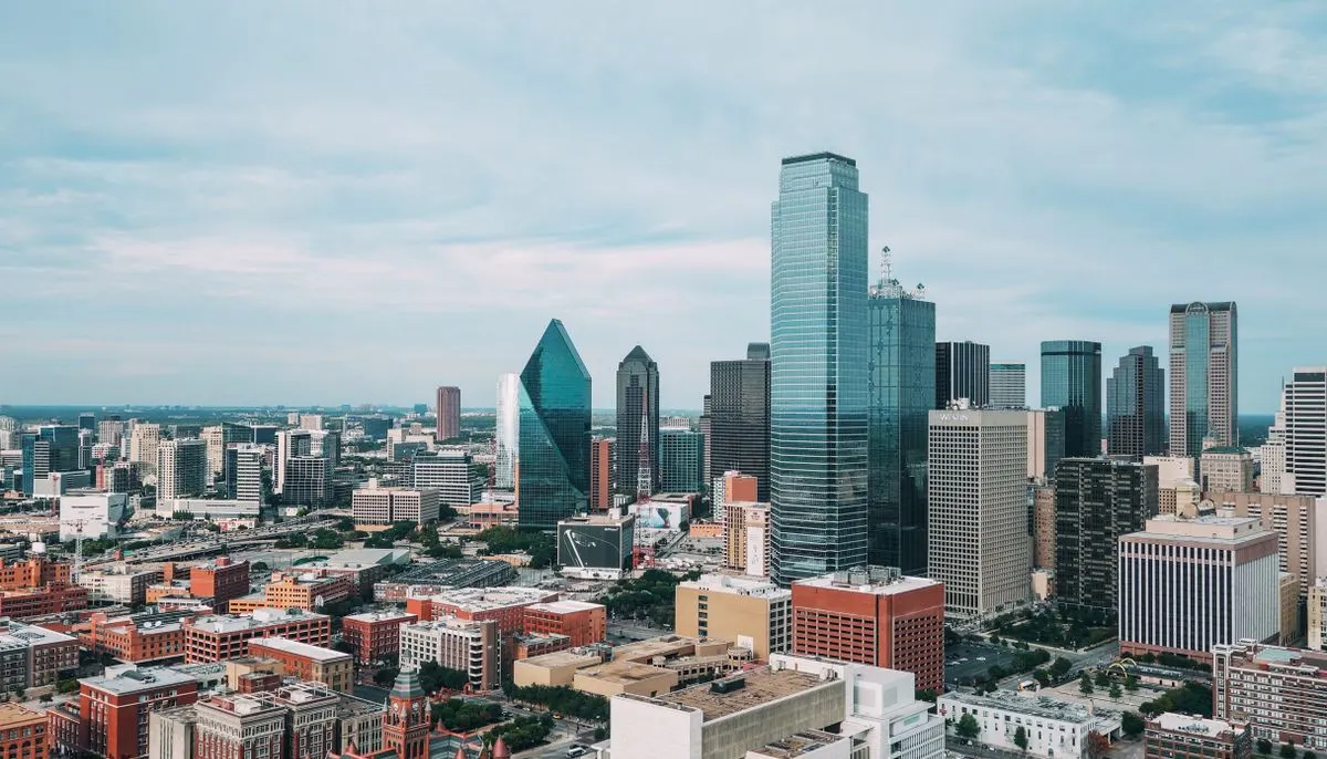 Aerial photo of city buildings