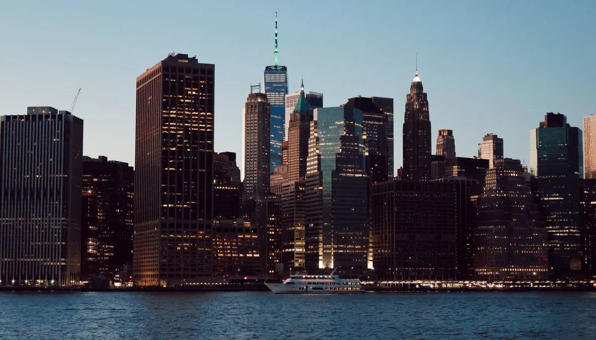 Manhattan skyline at sunset new york usa