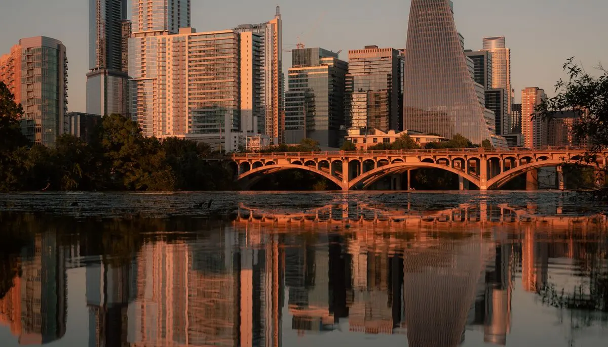 Skyscrapers over river in austin in texas