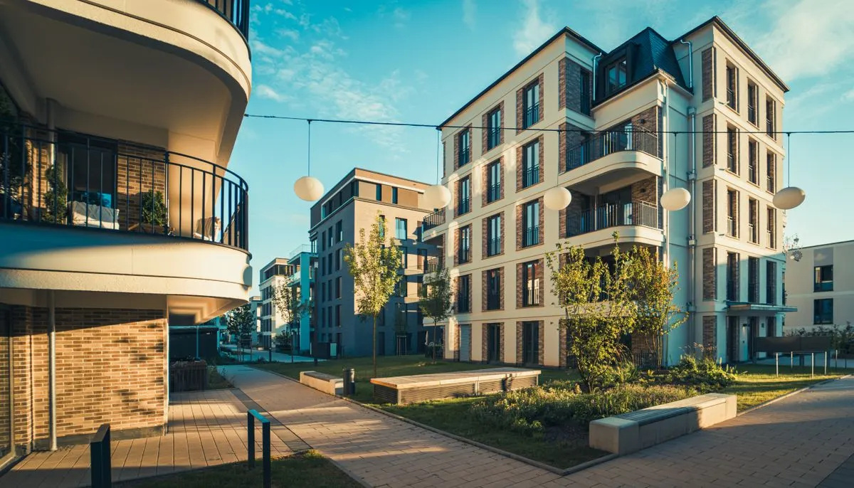 A modern apartment building with balconies and balconies