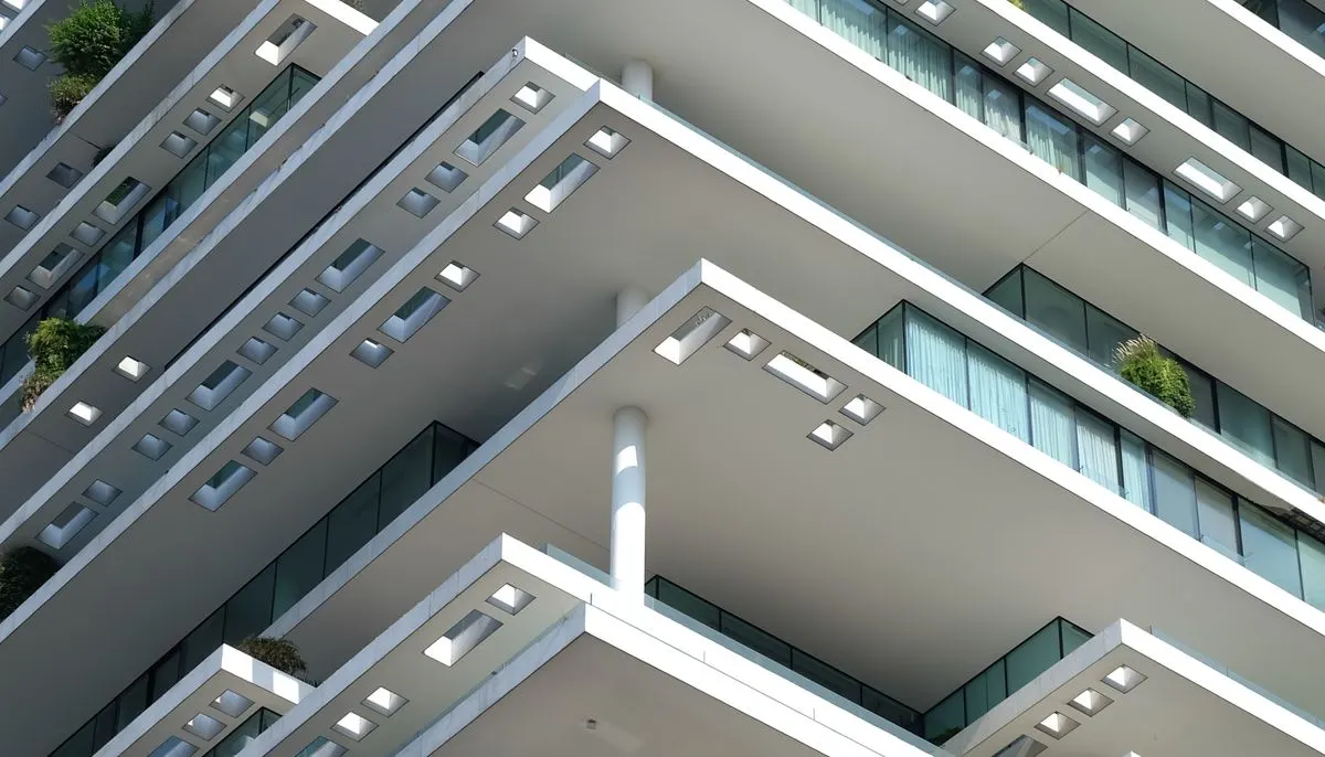 Modern geometric apartment building