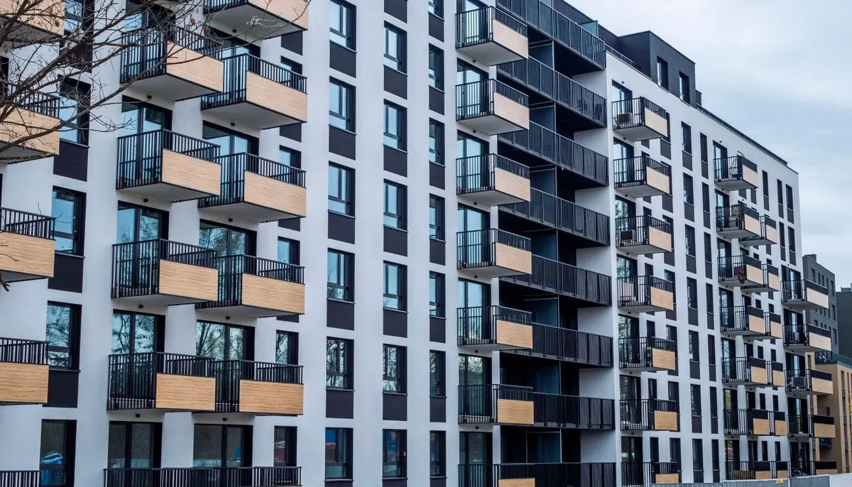 Modern urban apartment building exterior view
