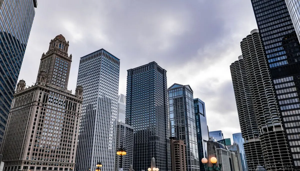 Majestic winter skyline of downtown chicago