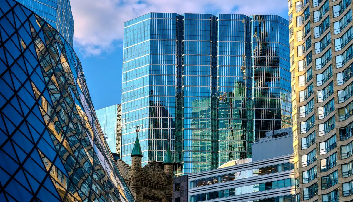 Modern architecture in urban skyline