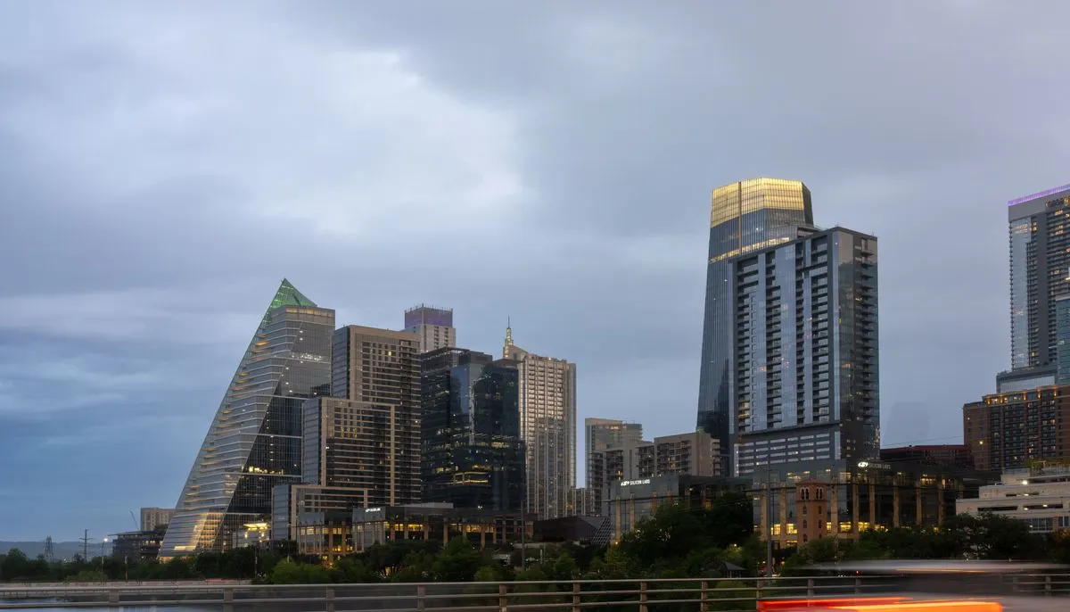 Austin skyline at dusk featuring modern skyscrapers