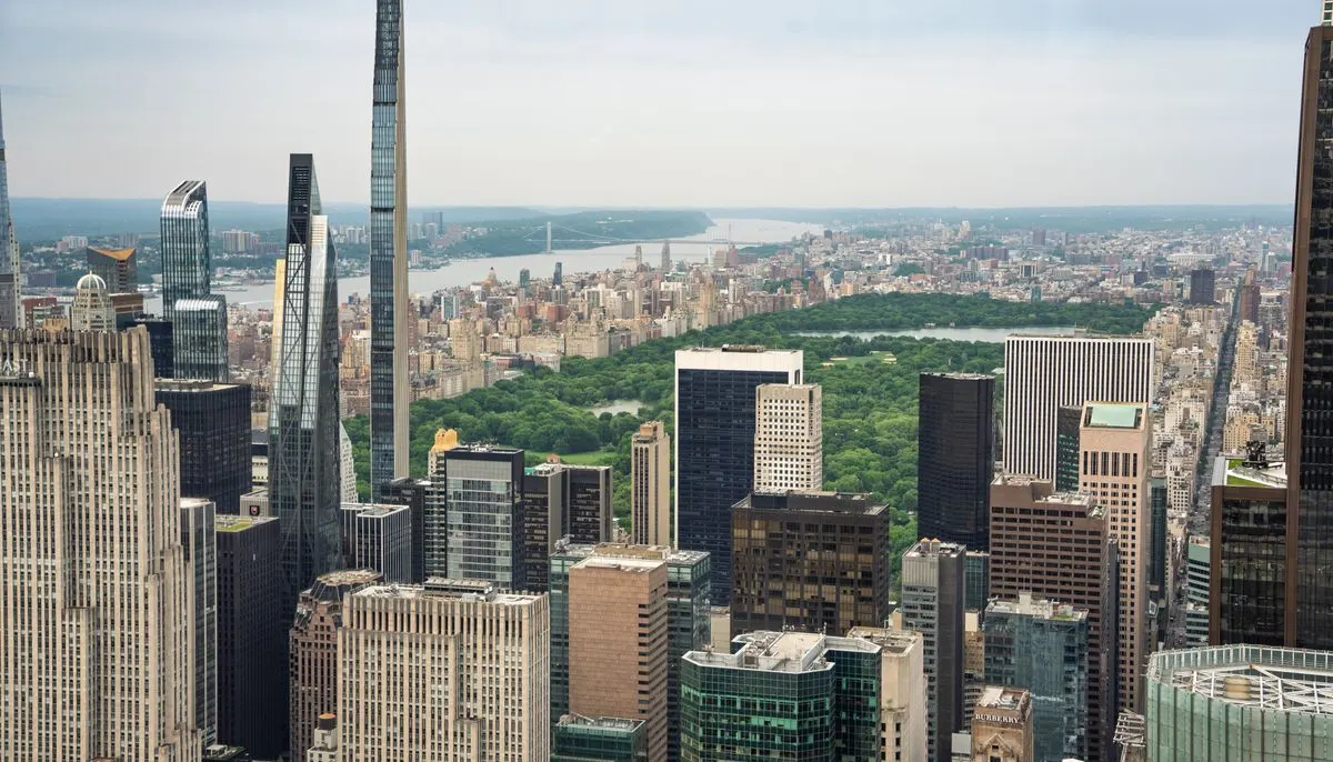 Aerial view of midtown manhattan skyscrapers