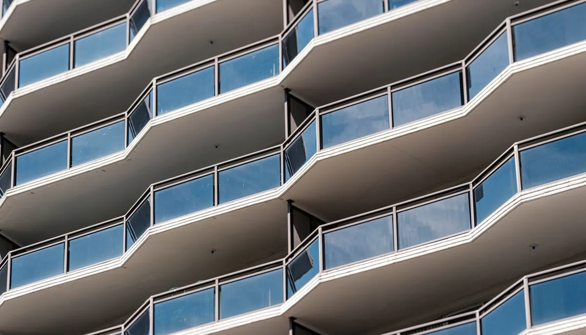 Modern architectural building with balconies