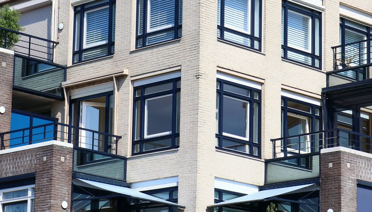Modern urban architecture with glass balconies