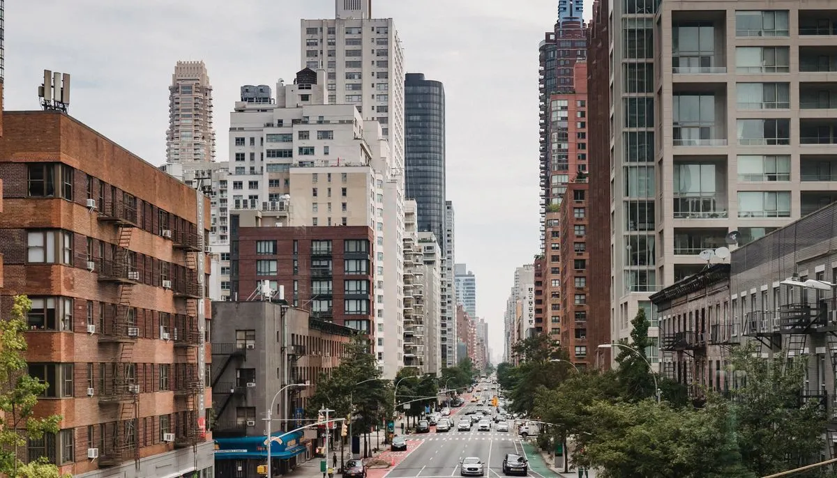 New york city district with modern skyscrapers