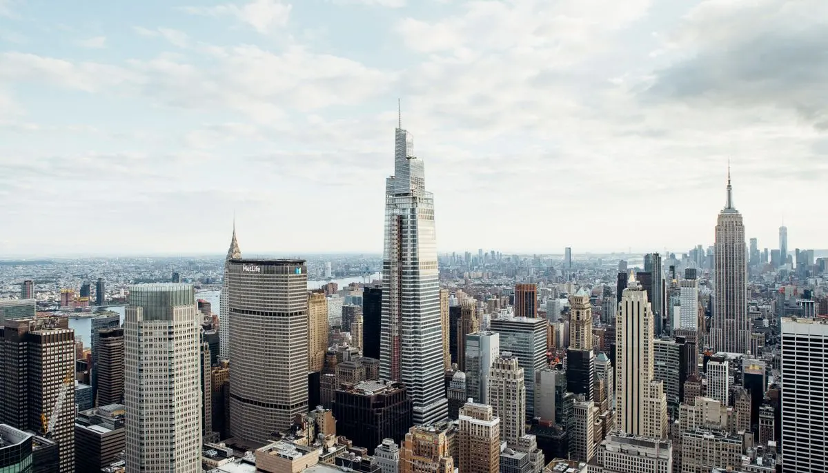 Contemporary skyscrapers in financial district