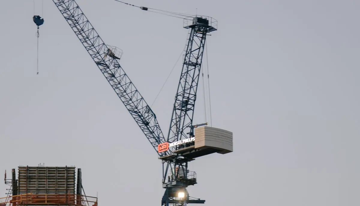 Construction site with big tower crane