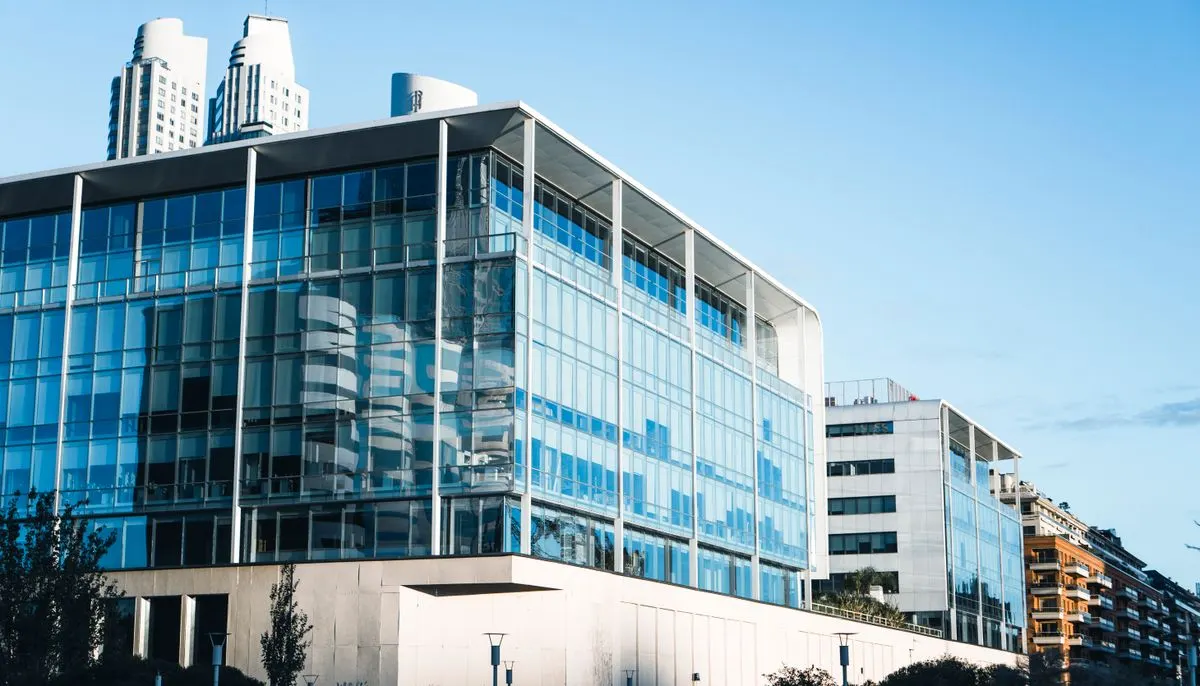 A building with glass windows