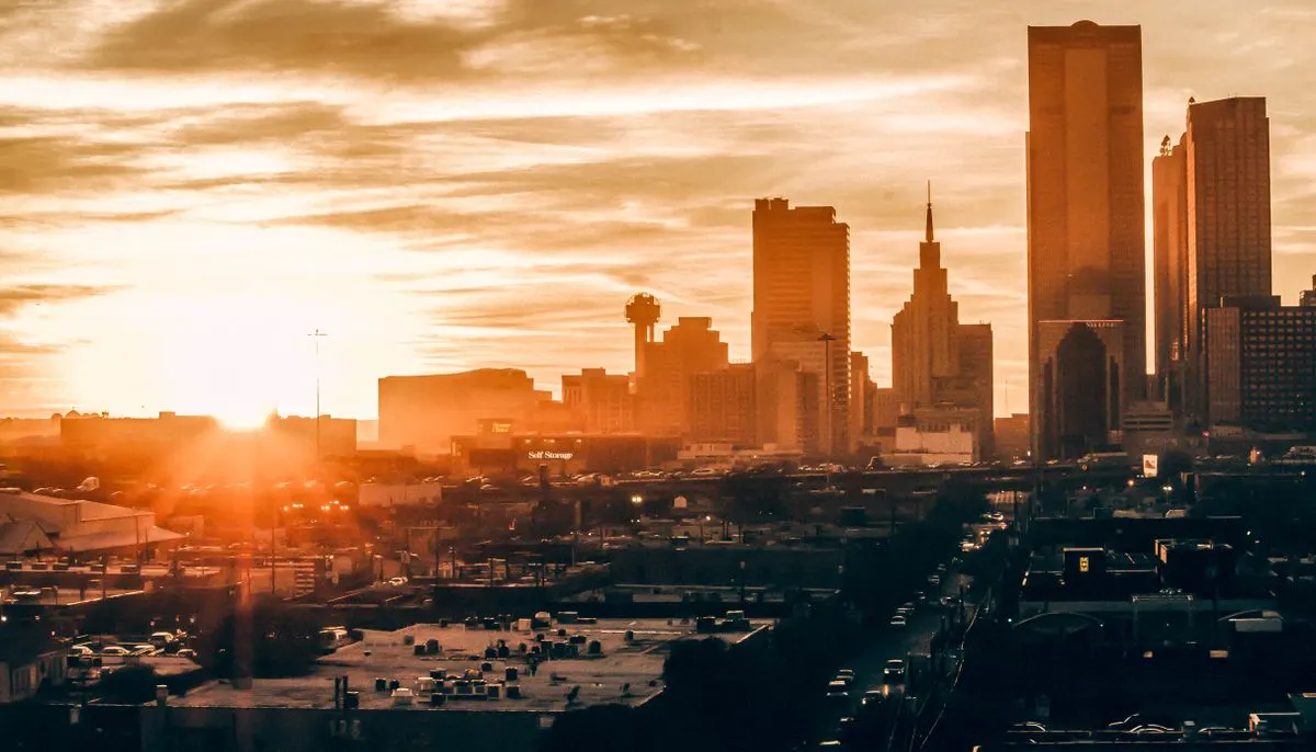 Bird s eye view of city during sunset