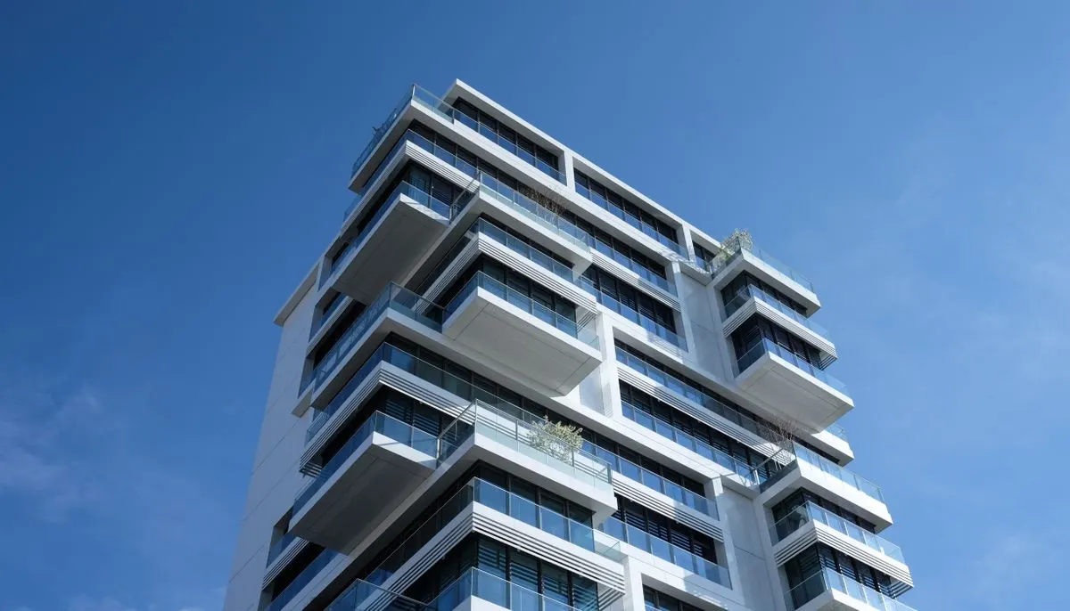 White concrete building under sunny blue sky