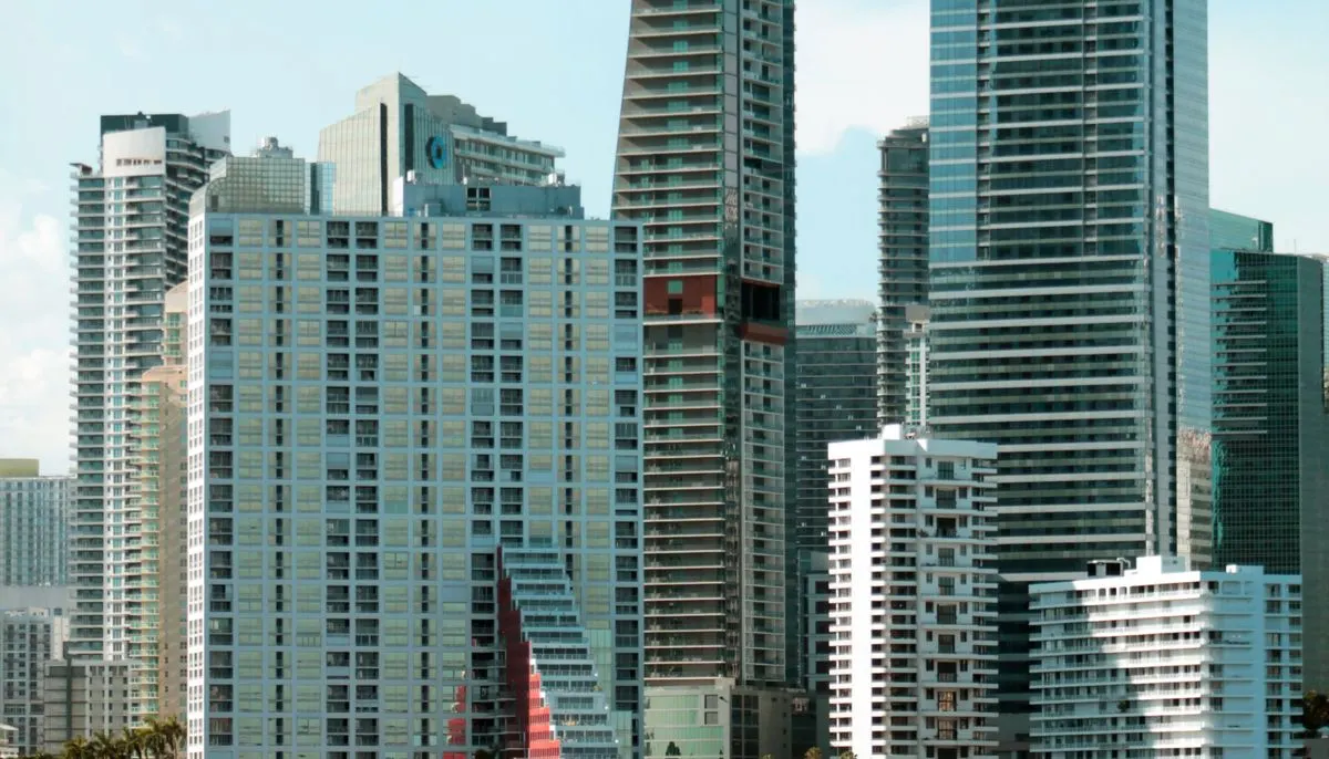City skyline in miami florida united states across body of water