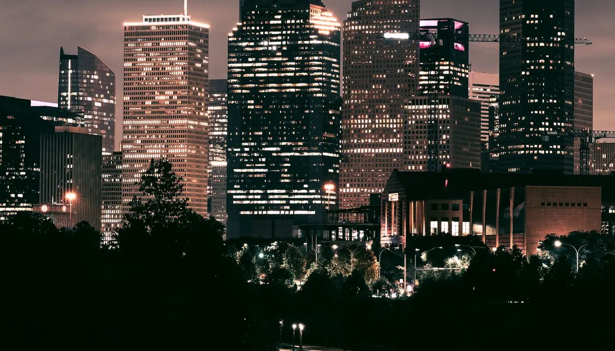City skyline during night time