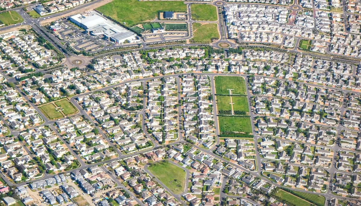 Aerial view of a residential area